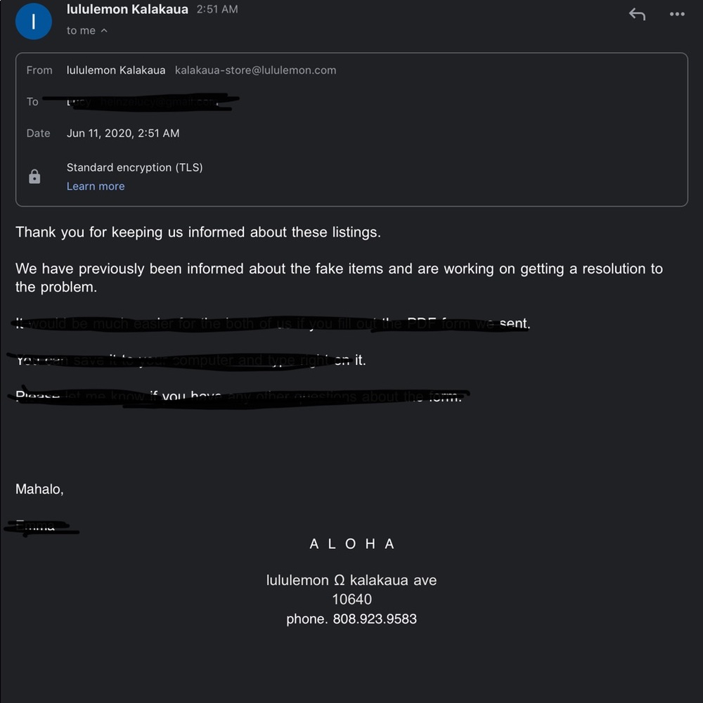 Update: Warning FAKE lululemon Hawaii edition